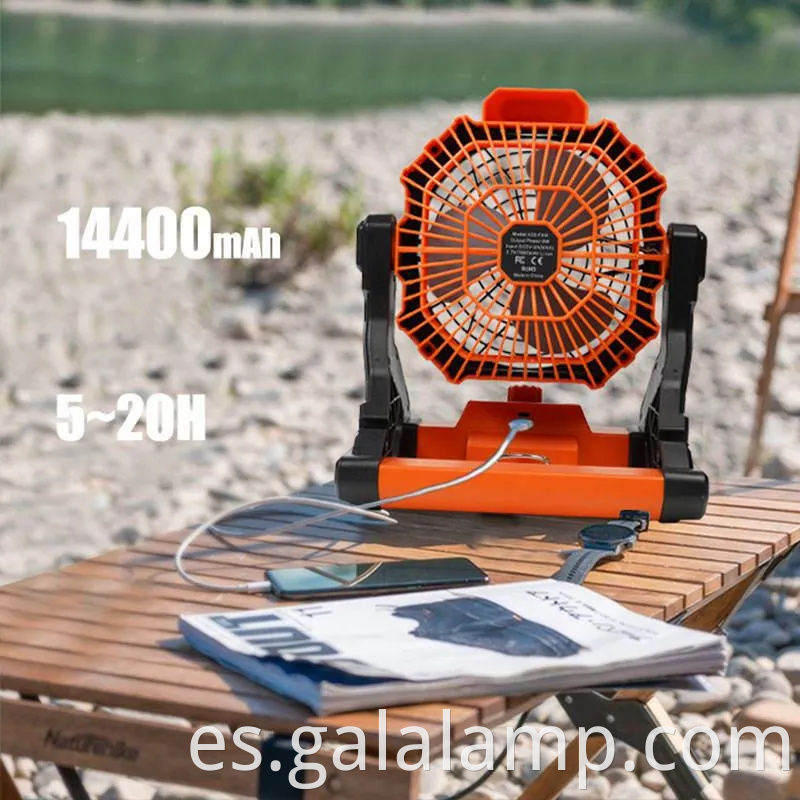 Soporte de luz LED y batería portátil minirecargable Carga de campamento Ventilador de piso solar